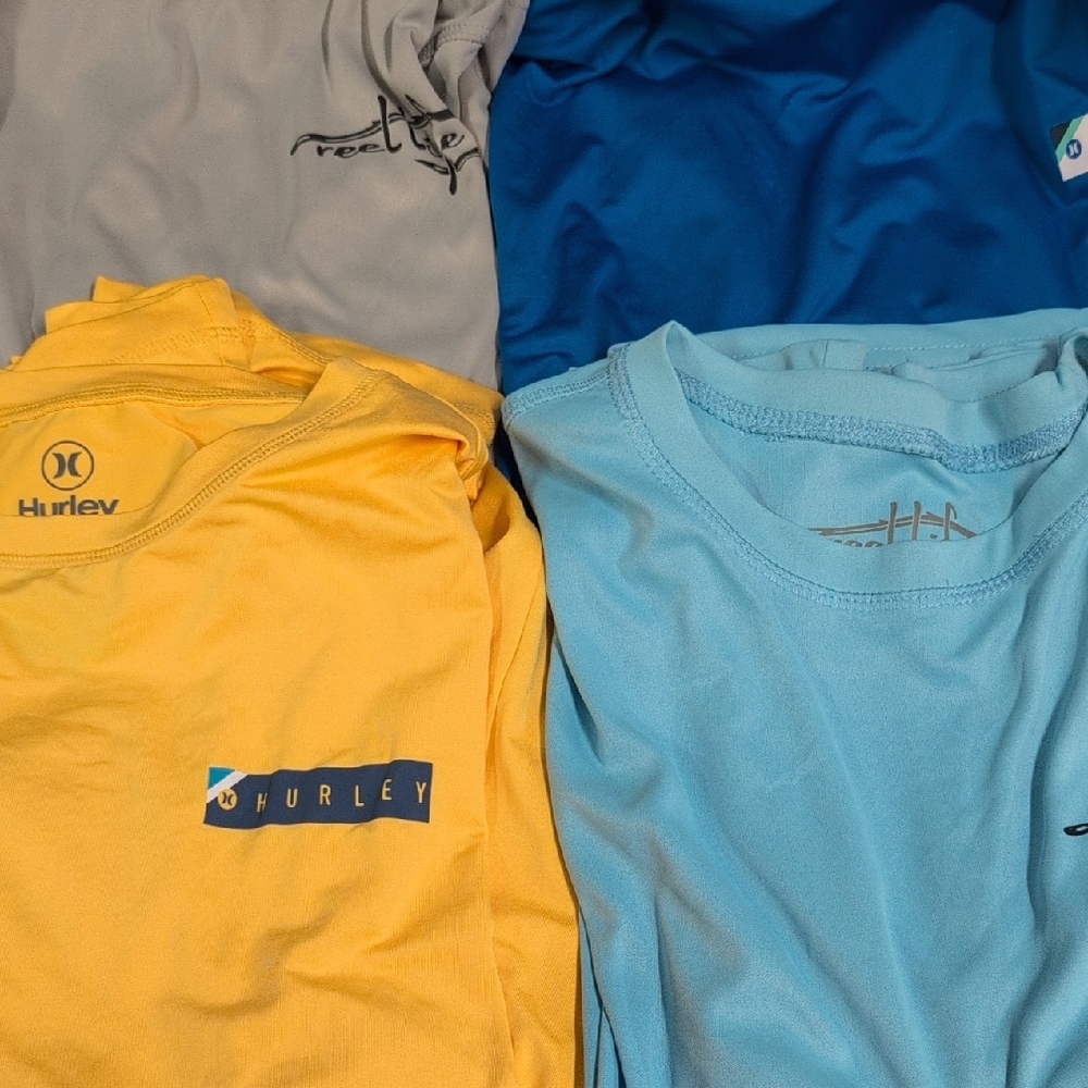 Hurley men's Long Sleeve Tees in Yellow, Blue, and Gray